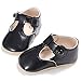 Enteer Baby Girls' Retro Leather Button Mary Jane Shoes Black US 4