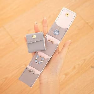 Travel Jewelry Organizer Mini Jewelry Roll Bag Portable Foldable Jewelry Case Small PU Leather Pouch for Rings Necklaces (Tar