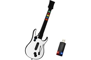 NBCP Wireless Guitar for PC – 2.4G USB Guitar Hero Controller for Clone Hero, Guitar Hero III/World Tour/Rock Band Games – Pl