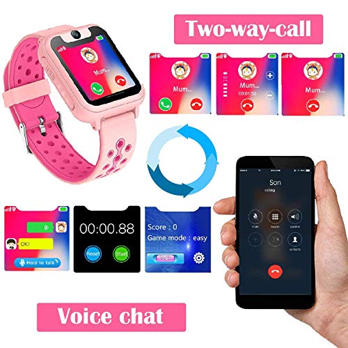 Kids Smart Watch Phone GPS Tracker for 3-12 Year Boy Girl [SIM Card Include] Smartwatch Touch Screen SOS Two Way Call Camera Game Alarm clock Outdoor Sport Cellphone Wristwatch Electronic Learning Toy - Thumbnail 2