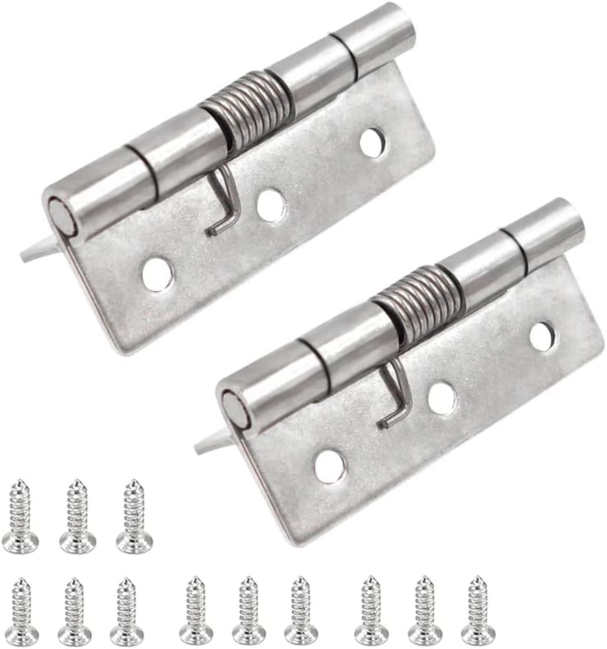 2Pcs Door Hinge,3 Inch Long Stainless Steel Self-Closing Corner Spring Draw Door Hinge,Closing Spring Hinges