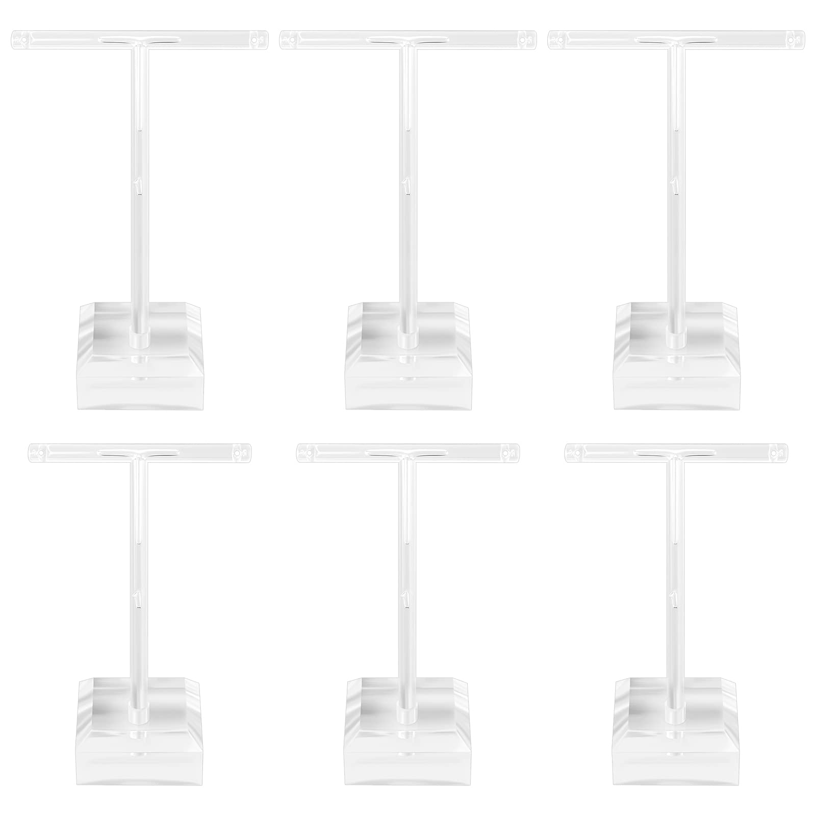 Bigxin 6 Pieces Earring Display Holder, Acrylic Earring Holder Stand Clear Earring Display T Bar Stand Earring Display Rack for Earring Jewellery Holder (2 Sizes)