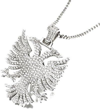 VANAXIN Double-headed Eagle Pendants Necklace For Men AAA Cubic Zircons Gold Silver Color Punk