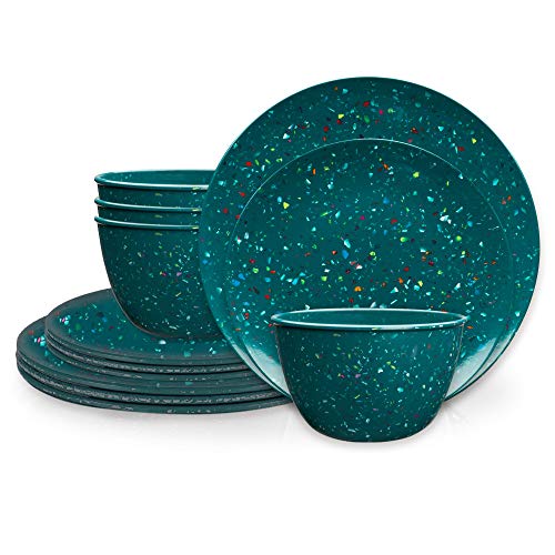 Zak Designs Confetti Melamine Dinnerware Set Includes Dinner Plates