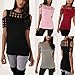 Transer Women Fashion Strapless Hollow Out Short Sleeve Casual T-Shirt Tops Blouse (M, Black)