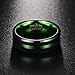 NUNCAD Men's 8mm Tungsten Carbide Ring Green & Black Matte Finish Beveled Edges