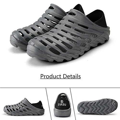 Kqpoinw Summer Unisex Garden Clogs Walking Slippers Lightweight Breathable Sandals Anti-Slip Quick Drying Beach Water Shoes ((Men)7 US/41 EU=10.04", Grey)