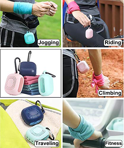 VenusCare Cooling Handkerchief, Cooling Towel Small Instant Relief with Breathable Case and Portable Carabiner for Cool Down, Sweat, Sports, Travel, Riding, Fitness, Gift (Deep Blue) - Thumbnail 5