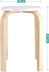 Greensen Round Wooden Stool Candy Color Anti-Slip Stacking Chair 11.8inch view 3