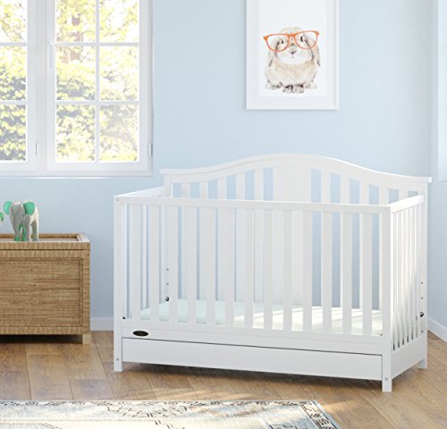 image for Storkcraft Graco Solano 4-in-1 Convertible Crib with Drawer, White, Ea