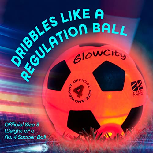 GlowCity Glow in The Dark Soccer Ball Light Up, Indoor or Outdoor