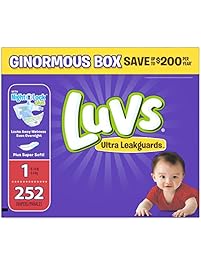 Luvs Ultra Leakguards Newborn Diapers Size 1, 252 Count