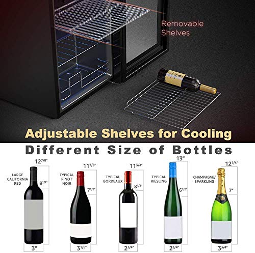 WIE 18 Bottles Wine Refrigerator Compressor System, Red and White Wine Fridge Freestanding Refrigerator Cellar with Digital Temperature Display Auto-Defrost