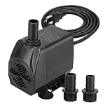 KEDSUM 880GPH Submersible Pump(3500L/H, 100W), Ultra Quiet Water Pump with 13ft High Lift, Fountain Pump with 5.9 ft Power Cord, 3 Nozzles for Fish Tank, Pond, Aquarium, Statuary, Hydroponics