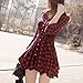 Daxin Lady Retro Long Sleeve Red Plaid Lapel V Neck Skirt Belted Casual Shirt Dress