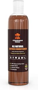 Strongman Tools USA| 100% All Natural 2in1 Leather Conditioner and Cleaner |Restore and Repair Furniture, Cars, Apparel, Shoes, Bags and Accessories | Non Toxic Made in The USA (8 Oz Bottle)