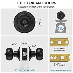 TICONN Round Door Knobs, Ball Door Knob with Dead