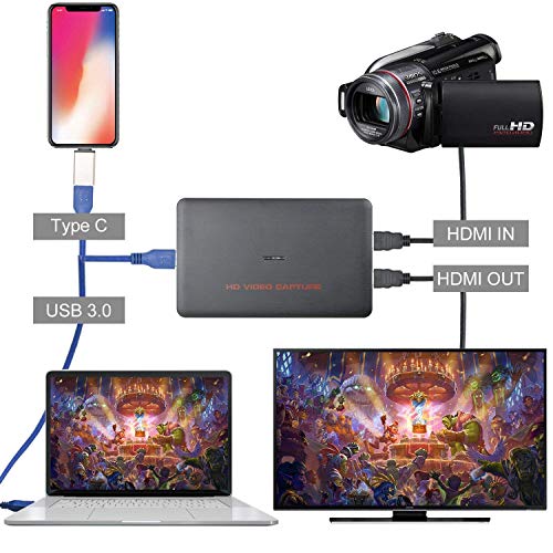 USB 3.0 HDMI HD Game Video Capture Card 1080P 60FPS Game Recorder Box Device Live Streaming for Windows Linux Os X System Xbox 360,Wii U,PC