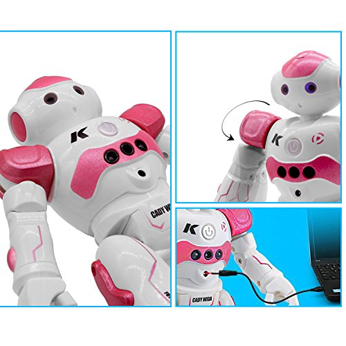 ECLEAR Remote Control RC Robot, JJRC Cady Smart Programming Gesture Sensing Robotics Humanoid Robots Kit Toys Present for Kids Preschooler Entertainment Pink