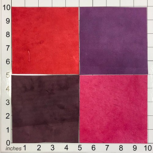 Pink Leather Scraps BRIGHT LEATHER MIX, purple, red, burgundy leather 5x5 inches, 4 pieces