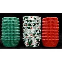 Candy Molds N More Assorted Christmas Candy Cups Size 5 Holly, Red, Green 200 each color/600 Total