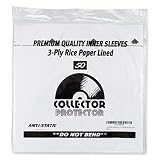 Vinyl Record Inner Sleeves 3 Ply Rice Paper Lined Archival Quality Anti Static (50pk) by Collector Protector