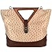 MG Collection Kora Ostrich Wood Triangle Top Handle Tote Purse, Tan, One Size