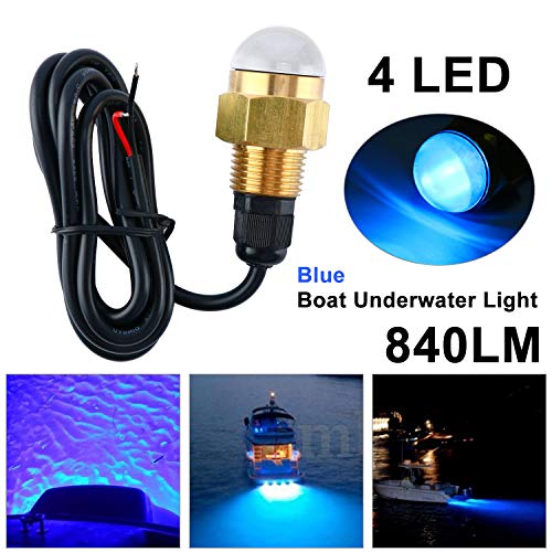 Buy DasMarine 12V 1/2'' NPT Underwater Brass 4 LED Drain Plug Light M12 x 1.5 Marine Underwater