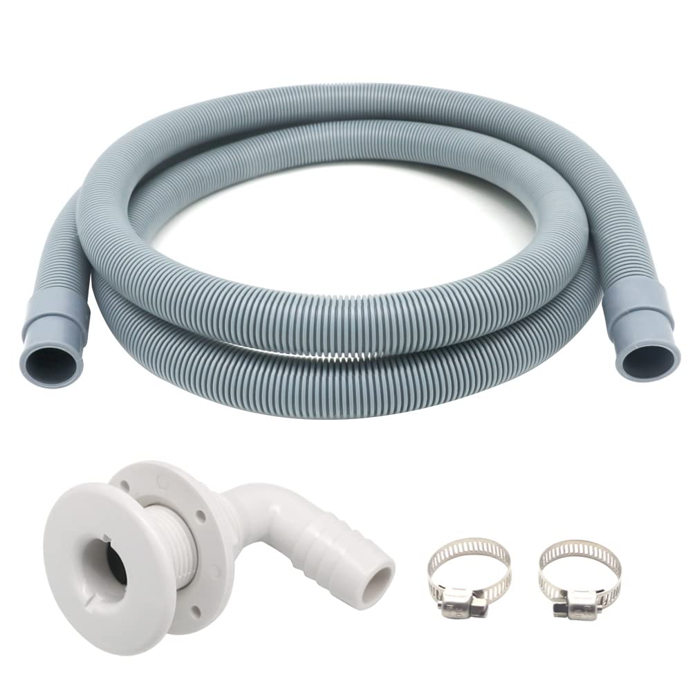 Marine Bilge Pump Sanitair Kit, Asudaro Flexibele PVC Drainage Pijp Slang Kit 6Ft PVC Bilge Pomp Slang met 2 Stks 29 MM (19 Mm) Slangklemmen & 1 Thru Romp Fitting voor Boten