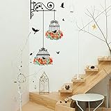 wall stickers home decor Livoty Birdcage Decorative Painting Bedroom Living room TV Wall Stickers Mural