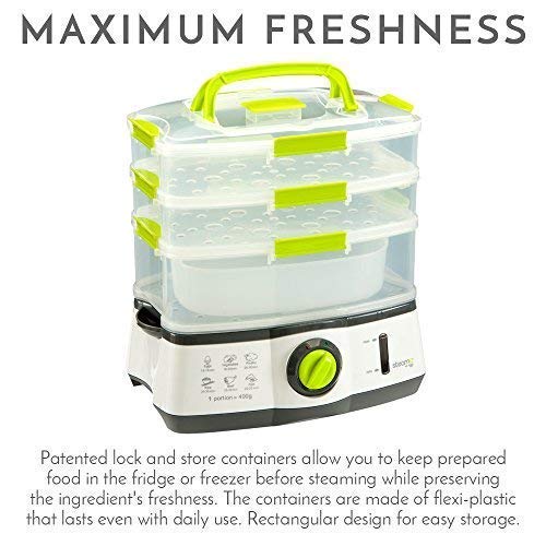 Sensio Home Steama Food Steamer 3 Tier Electric Food Steamers for