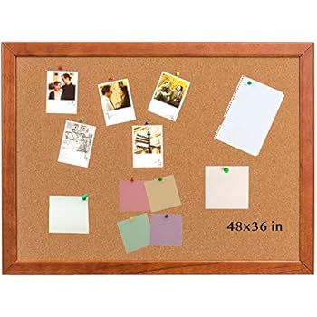 Cork Board 36 x 48 Inch Bulletin Board, Cork Notice Board 100% Wood Framed Brazil Imported, Mounting Hardware Push Pins Included