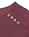 Vivilli Ladies Tunic Tops 3 4 Sleeves, Women's Crew Neck Round Hem Button Embelished Soft Tee Shirts Wine XX-Large