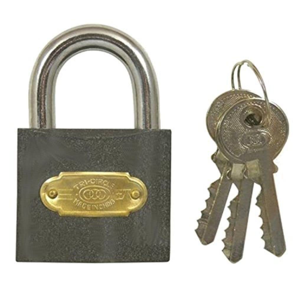 Merriway BH05342 Padlock Tri-Circle Heavy-Duty Black Iron 19mm, White