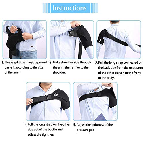 1SportsONE Shoulder Brace for Men and Women Rottator Cuff Brace Sleeve with Pressure Pads Labrum Tear Bursitis Dislocated AC Joint Frozen Pain Injury Prevention Immobilizer Compression for Recovery - Thumbnail 5