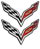 2x (pair/set) Victory Wing Stingray Crossed Flags Fender Emblem Badge Nameplate for Chevrolet Corvette C7 14 2014 (Universal Fitment)
