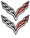 2x (pair/set) Victory Wing Stingray Crossed Flags Fender Emblem Badge Nameplate for Chevrolet Corvette C7 14 2014 (Universal Fitment)