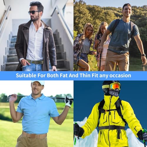 Huiguli Men's Belts, Pack of 3 Work Belts, Nylon, Adjustable Fabric Belt with Plastic Buckle, Unisex Belt for Quick Pass Through Airport Security
