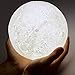 Night Light - 3D Printing Moon Lamp XL - Bedside Table Lamp - Cordless LED Moonlight for Bedroom, Floor, Nightstand & Baby Nursery - Indoor-Outdoor Lantern - Touch Activate Color Changing Modern Decor