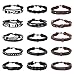 Finrezio 15pcs Braided Leather Bracelet for Men Women Cuff Wrap Bracelet Ethnic Tribal Bracelets Adjustable Black and Brown