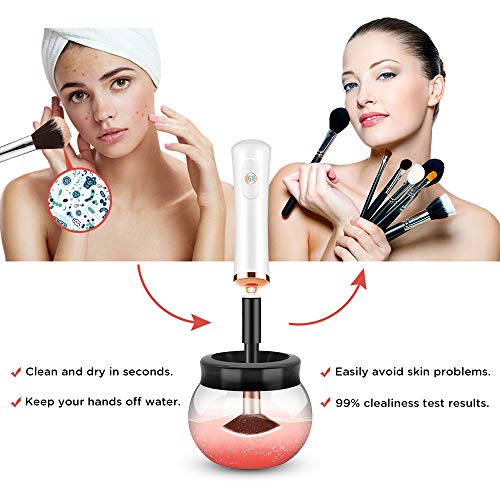 Makeup Brush Cleaner Dryer, Makeup Brush Cleaner Machine with 8 Rubber Collars, Wash and Dry in Seconds, Deep Cosmetic… - Image 2