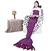 Xjamus Handmade Mermaid Tail Blanket Adults,Soft Cozy Crochet Knitting Sleeping Camping Bag All Seasons,Birthday Gift Shawl Couch Throw Blanket(Tassel Purple)