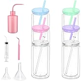 BRLBZXJY 6 Pack 16 Oz Snow Globe Tumblers with Lids + 5-piece Snow Globe Tumbler Supplies – Insulated Double Wall Plastic DIY Cups