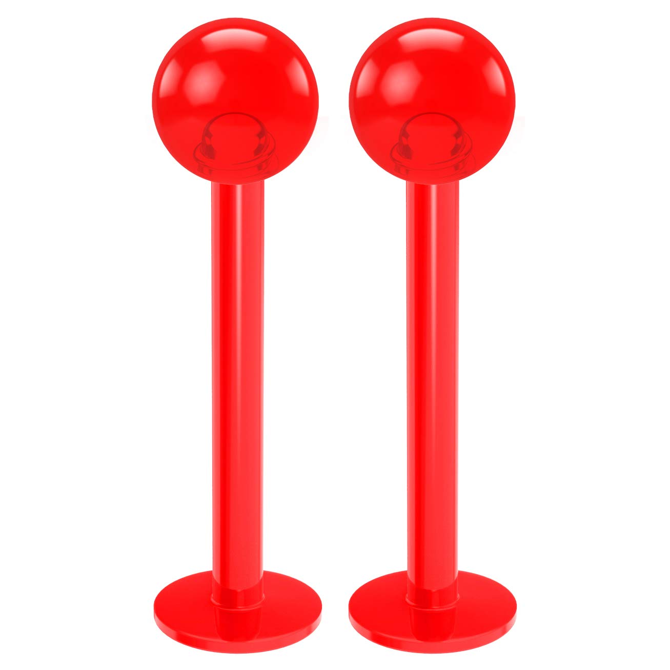 2pc 1.2mm 16g Labret Bar Studs Lip Ring Monroe Tragus Snake Spider Bites Forward Helix Cartilage Dahlia Conch Red 4mm Ball Piercing - 10mm