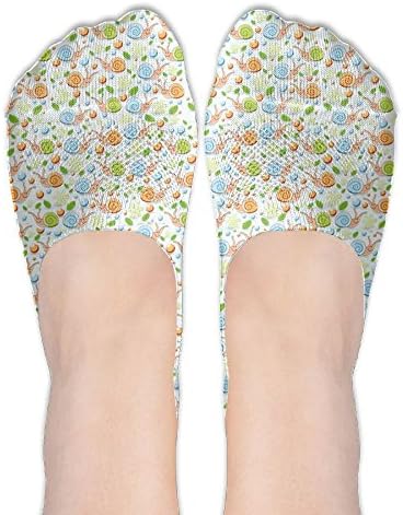 No Show Liner Socks Cute Snails Pattern Heel Non Slip Flat Boat Sock Low Cut Ankle Line For Women