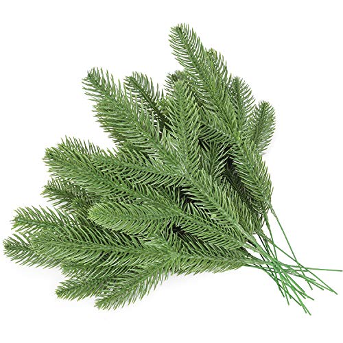 Artiflr 24pcs Artificial Pine Picks,11" Pine Needle Garland Christmas Artificial Greenery for Crafts Wreath Christmas Embellishing and Home Garden Decor