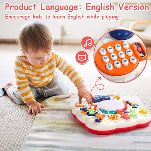 Children's Toys 1 Year – Activity Table Baby 1 Year Old Toys Montessori Musical Table Baby with Sound and Lights Toys for 1 2 Year Old Children Games Gift Baby 1 2 Year Old Boy Girl Original Christmas