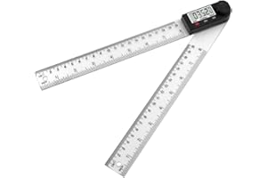 DRKICSY Digital Display Angle Ruler, Digital Angle Finder Tool 2 in 1 Angle Finder Ruler, Digital Angle Ruler Angle Measuring Tool Digital Protractor Ruler Multi-Angle Measuring Ruler (Metal_200MM)