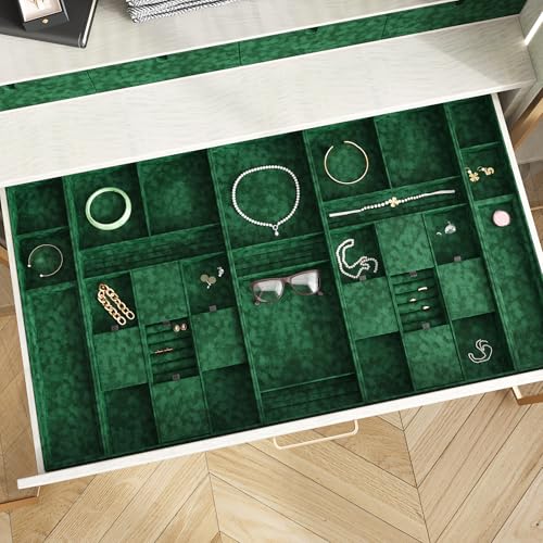 VEELIKE Self-Adhesive Wallpaper Vintage Green Velvet Texture Wallpaper Dark Green Fabric Adhesive Foil Velvet and Felt Foil for Furniture Bedroom Jewelry Boxes Drawers 40cm × 300cm
