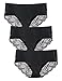 LIQQY Women's 4 Pack Cotton Lace Coverage Seamless Brief Panty Underwear Mid-Waisted Underpants (Black, Medium)
